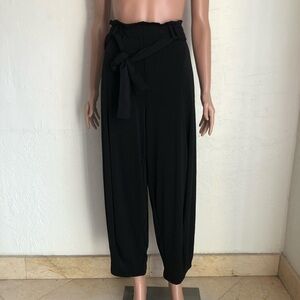 Anthropologie Black Oblong High-Waisted Wide-Leg Belted Pants Women’s Size M